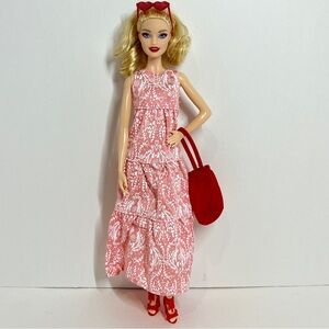 Barbie Doll Model Muse 2019 Holiday Christmas Mackie Blonde Restyled Pink Dress